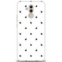 Huawei Mate 20 Lite Kılıf HD Baskılı Kılıf - Siyah Kalpler + Tam Ekran Koruyucu