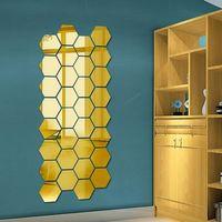 Yapışkanlı Akrilik Gold Ayna Seti 12 Adet