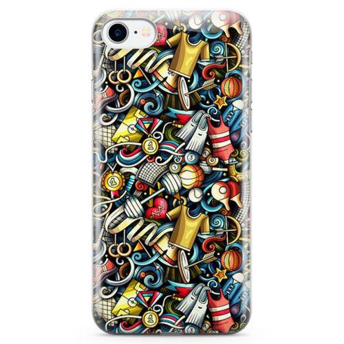 Apple iPhone 8 Kılıf Dambıl Bilardo Doodle Arka Kapak Koruma Desenli Full Koruyucu