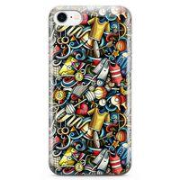 Apple iPhone 8 Kılıf Dambıl Bilardo Doodle Arka Kapak Koruma Desenli Full Koruyucu