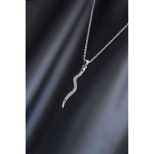 Silver Renk Metal Zirkon Taşlı Şimşek Kolye