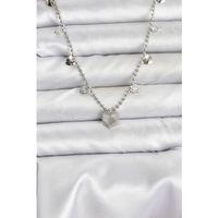 Pirinç Gümüş Renk Kalp Model Kadın Kolye