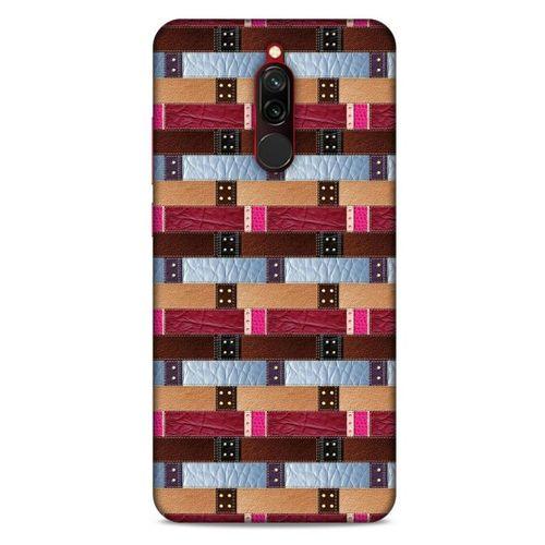 Xiaomi Redmi 8 Kılıf Patchwork (45) Liquid Air Kılıf Bordo Gri