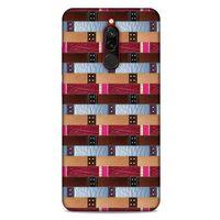 Xiaomi Redmi 8 Kılıf Patchwork (45) Liquid Air Kılıf Bordo Gri
