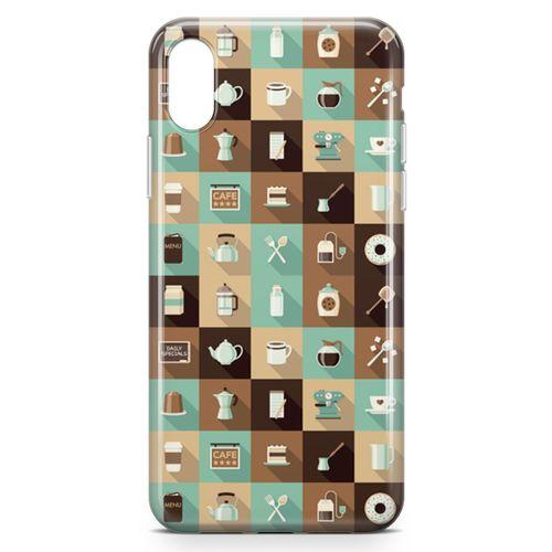 Apple iPhone X Kılıf Çay Kahve Makinesi Arka Kapak Koruma Desenli Full Koruyucu