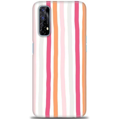 Realme 7 Kılıf HD Baskılı Kılıf - Pembe Çubuklar + Tam Ekran Koruyucu