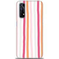 Realme 7 Kılıf HD Baskılı Kılıf - Pembe Çubuklar + Tam Ekran Koruyucu