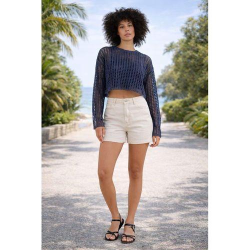 ALEXANDERGARDI AJURLU OVERSIZE CROP TRİKO BLUZ (B24-00101)