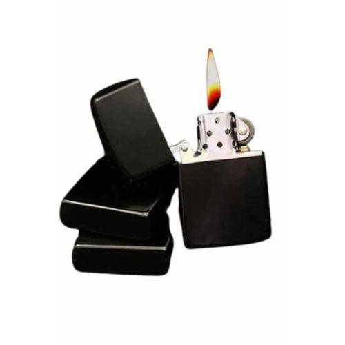 Doldurulabilir Siyah Benzinli Çakmak Metalik