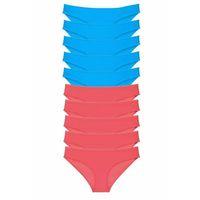 10 adet Süper Eko Set Likralı Kadın Slip Fuşya Mavi