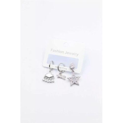 3'lü Yıldız Küpe - Gümüş