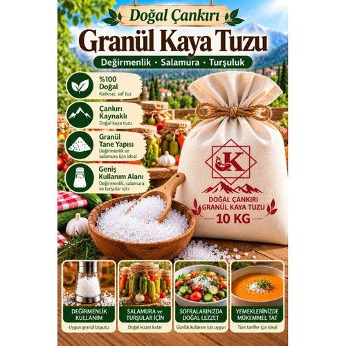Doğal Çankırı Granül Kaya Tuzu 10 KG İri Taneli Değirmenlik Salamura Turşuluk