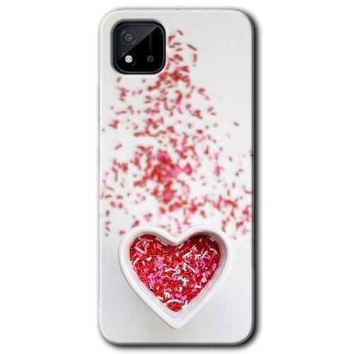 Realme C11 Kılıf HD Desen Baskılı Arka Kapak - Kalpli Şekerleme