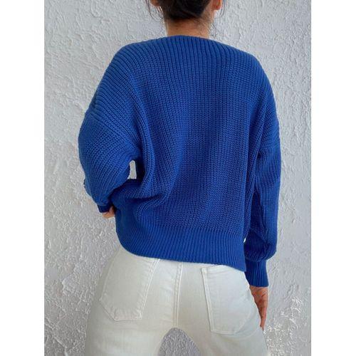 Kadın Uzun Kollu Düğme Detay Triko Hırka