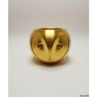 Gold Baykuş Figürlü Mini Dekoratif Saksı 6 Cm Masaüstü Ofis Dekoru