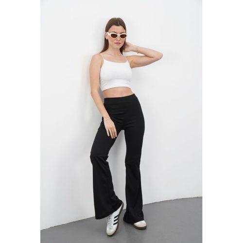 Kadın Yüksek Bel Krep Kumaş Bol Paça Pantolon