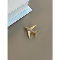 Sedefli Uçak Broş - Altın