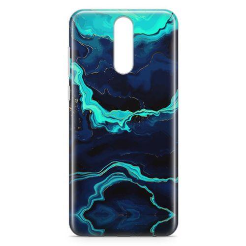 Huawei Mate 10 Lite Kılıf Yeşil Lacivert Mermer Arka Kapak Koruma Desenli Full Koruyucu