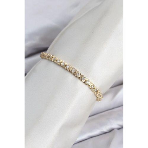 CM Model Zirkon Taşlı VIP Seri Gold Renk Pirinç Kadın Bileklik