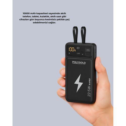 Powerbank Dahili Ekranlı 10000 Mah Çift Kablolu