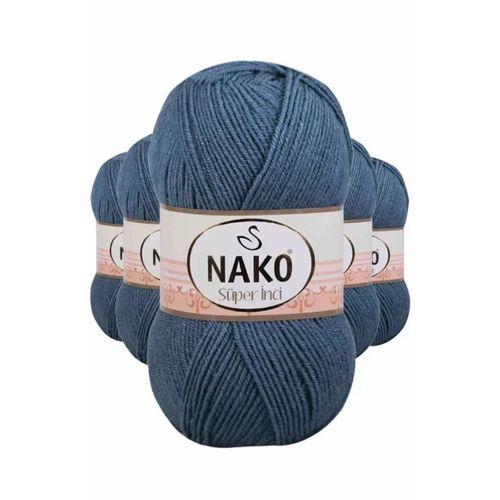 5 Adet Süper İnci El Örgü İpi 100 gr Fırtına Mavi 185