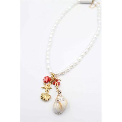 İnci Charm Kolye - Beyaz
