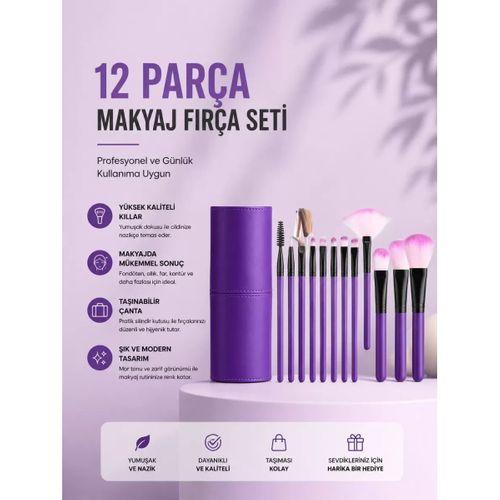 12'li Makyaj Fırça Seti Yumuşak Kıllı Profesyonel Kullanıma Uygun