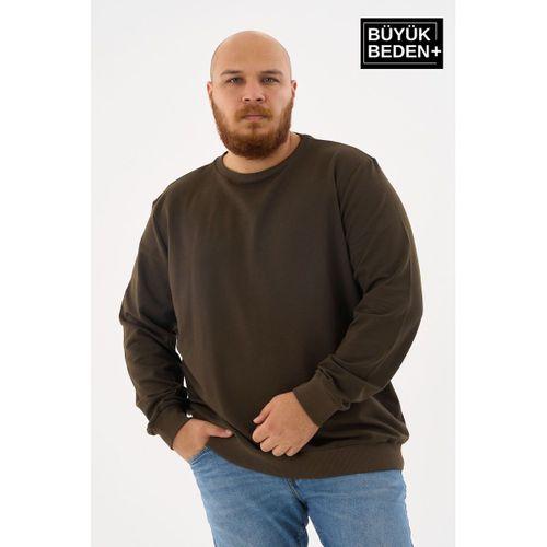 Erkek Büyük Beden Bisiklet Yaka ince Sweatshirt SPR24BSW56