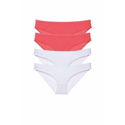 4 adet Eko Set Likralı Kadın Slip Külot Fuşya Beyaz