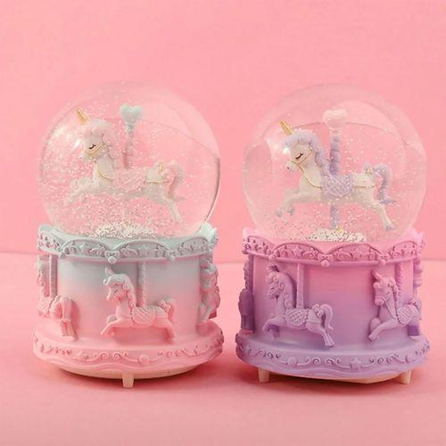 Orta Boy Müzikli Unicorn Kar Küresi