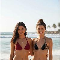 Leopar Desenli Ve Bordo 2’li Üçgen Bikini Üstü Seti Bağlamalı Minimal Kesim Kadın Mayo Üstü
