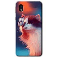 Galaxy A01 Core Kılıf HD Desen Baskılı Arka Kapak - Cat Butterfly + Kırılmaz Cam