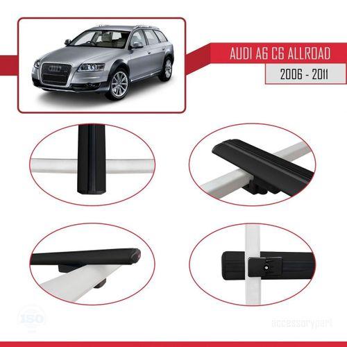 Audi A6 (C6) ALLROAD 2006-2011 Arası ile uyumlu Basic Model Ara Atkı Tavan Barı SİYAH 3 ADET