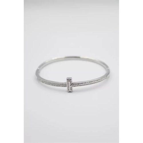 Taşlı Vip Bilezik - Gümüş