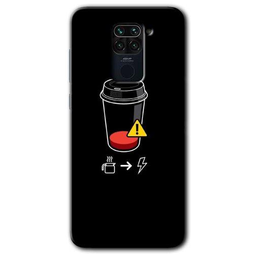 Redmi Note 9 Kılıf HD Desen Baskılı Arka Kapak - Coffee Battery + Kırılmaz Cam