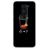 Redmi Note 9 Kılıf HD Desen Baskılı Arka Kapak - Coffee Battery + Kırılmaz Cam