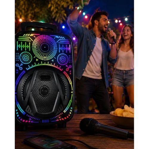 8 İnç Taşınabilir Karaoke Hoparlör Mikrofonlu Rgb Işıklı Bluetooth Speaker