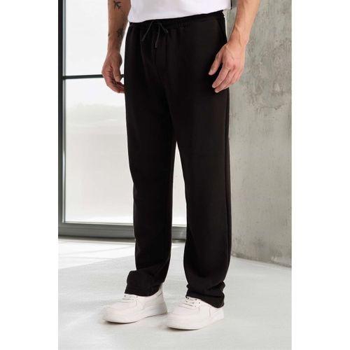 Mendes Baggy Kalıp Diagonal 3 İplik Kumaş Erkek Eşofman Altı Pantolon - Siyah