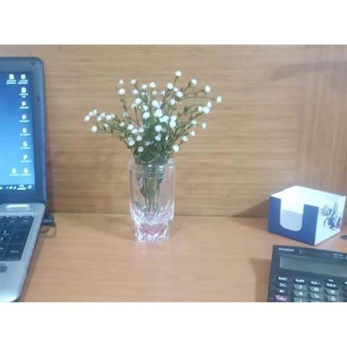 2 Adet Vazo Dahil,Vazoda Çiçek,Beyaz Yapay Çiçek,Vazo Dekoratif Kristal Damlalı 6X6X19Cm