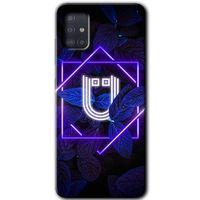 Galaxy A51 Kılıf HD Desen Baskılı Arka Kapak - Dark Neon Yaprak Ü Harfi