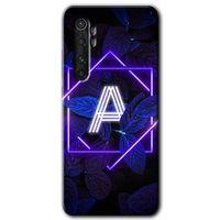 Xiaomi Mi Note 10 Lite Kılıf HD Desen Baskılı Arka Kapak - Dark Neon Yaprak A Harfi + Kırılmaz Cam
