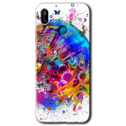 Huawei P20 Lite Kılıf Baskılı Kapak - 4K Clock + 5D Tam Kaplayan Cam