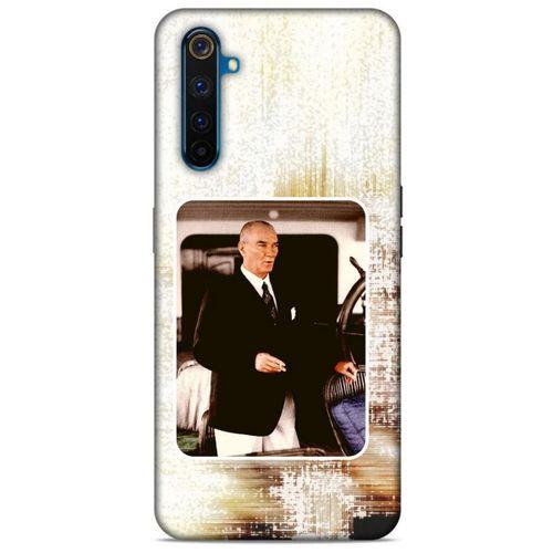 Oppo Realme 6 Kılıf Atatürk (24) Darbe Emici Kılıf Eskitilmiş Beyaz