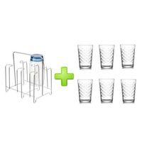 Cam Altılı Su,Meşrubat Bardağı Ve Tezgah Üstü Bardak Kurutmalık Set