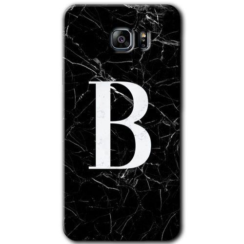 Samsung Galaxy Note 5 HD Baskılı Kılıf + 9D Tam Ekran Koruyucu - Siyah Mermer Desenli B Harfi