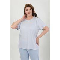 Kadın Büyük Beden Kısa Kol Penye Pijama Takımı Mavi