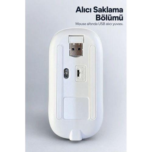 Kablosuz Klavye Mouse Seti Beyaz Türkçe Q