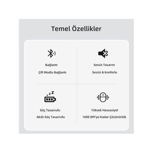 PHILIPS SPK7448 Kablosuz Bluetooth Mouse 1600 DPI Gri Kablosuz Mouse