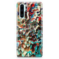 Huawei P30 Pro Kılıf Mermer Cam Göbeği Arka Kapak Koruma Desenli Full Koruyucu