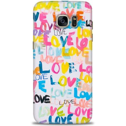 Samsung Galaxy S7 Edge Kılıf HD Baskılı Kılıf - Love Love + Tam Ekran Koruyucu